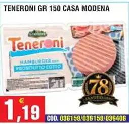 Immenso Cash Teneroni hamburger con prosciutto cotto offerta