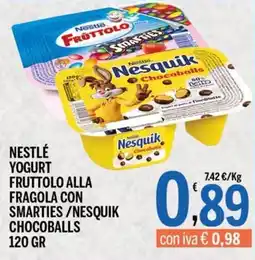 Gruppo Pascar Nestlé Yogurt Fruttolo alla Fragola con Smarties/Nesquik Chocoballs offerta