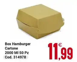Centro Cash Box Hamburger Cartone offerta