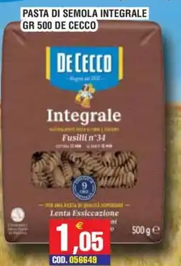 Immenso Cash Pasta di semola integrale De Cecco offerta