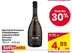Despar Spumante Prosecco Valdobbiadene Superiore DOCG Extra Dry Maschio offerta