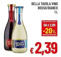 A&O Bella tavola vino rosso/bianco offerta