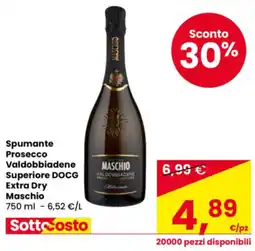 Eurospar Spumante Prosecco Valdobbiadene Superiore DOCG Extra Dry Maschio offerta