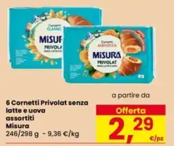 Eurospar Cornetti Privolat senza latte e uova assortiti Misura offerta