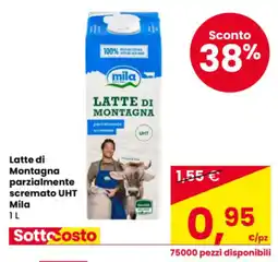 Eurospar Latte di Montagna parzialmente scremato UHT Mila offerta