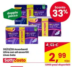 Eurospar Assorbenti Ultra con ali assortiti Lines Seta offerta