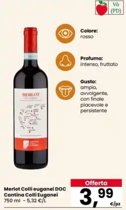 Eurospar Merlot Colli euganei DOC Cantina Colli Euganei offerta