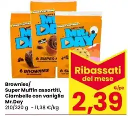 Eurospar Brownies/ Super Muffin assortiti, Ciambelle con vaniglia Mr.Day offerta