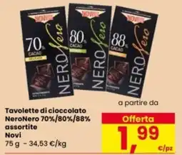 Eurospar Tavolette di cioccolato NeroNero offerta