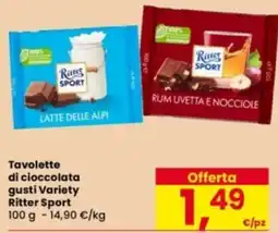 Eurospar Tavolette di cioccolata gusti Variety Ritter Sport offerta
