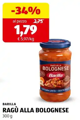 ALDI Barilla Ragù alla Bolognese offerta
