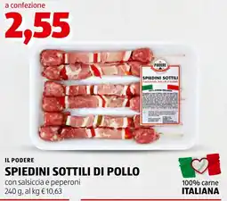 ALDI Il podere spiedini sottili di pollo offerta