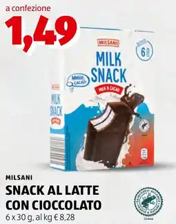 ALDI Milsani snack al latte con cioccolato offerta