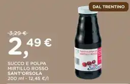 Orvea Succo e polpa di mirtilli rossi Sant'Orsola offerta