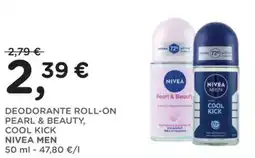 Orvea Deodorante roll-on pearl & beauty, cool kick nivea men offerta