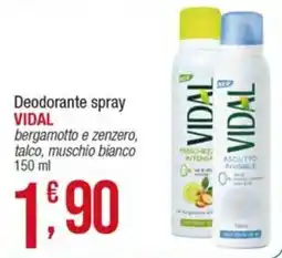 Maxi Sidis Deodorante spray Vidal bergamotto e zenzero, talco, muschio bianco offerta