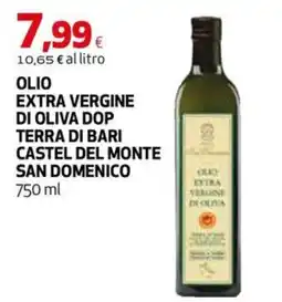 Extracoop Olio extra vergine di oliva DOP Terra di Bari Castel del Monte San Domenico offerta