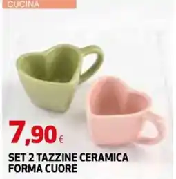 Extracoop Set 2 tazzine ceramica forma cuore offerta