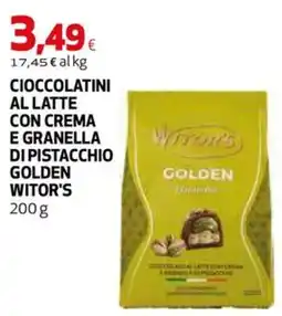 Extracoop Cioccolatini al latte con crema e granella di pistacchio golden Witor's offerta