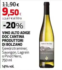 Extracoop Vino Alto Adige DOC Cantina Produttori di Bolzano offerta