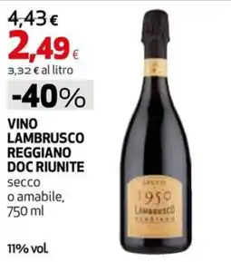 Extracoop Vino Lambrusco Reggiano Doc Riunite offerta