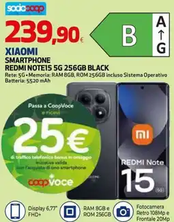 Extracoop Xiaomi Smartphone Redmi Note15 5G 256GB Black offerta