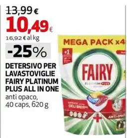 Extracoop Detersivo per lavastoviglie Fairy Platinum Plus All in One offerta