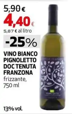 Extracoop Vino bianco Pignoletto DOC Tenuta Franzona offerta