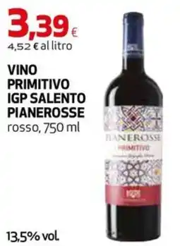 Extracoop Vino Primitivo IGP Salento Pianerosses offerta