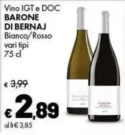 Supermercati Vinci Vino IGT e DOC Barone di Bernaj offerta