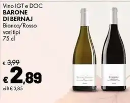 Supermercati Vinci Vino IGT e DOC Barone di Bernaj Bianco/Rosso offerta