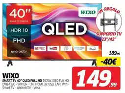 Telitaly WIXO SMART TV 40" QLED FULL HD offerta