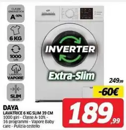 Telitaly Daya lavatrice 6 kg slim 39 cm offerta