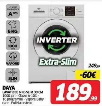 Daya lavatrice 6 kg slim 39 cm