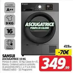 Telitaly Sansui asciugatrice 10 kg offerta
