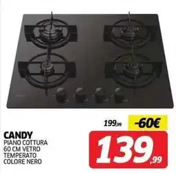 Telitaly Candy piano cottura 60 cm vetro temperato colore nero offerta