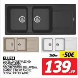 Telitaly Elleci lavello due vasche+ gocciolatoio offerta