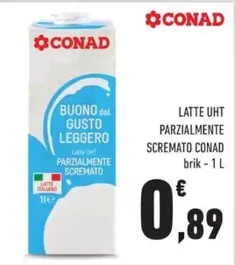 Latte UHT parzialmente scremato Conad