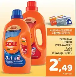 Conad Superstore Detersivo liquido per lavatrice Sole offerta