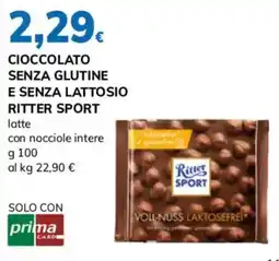 Basko Cioccolato senza glutine e senza lattosio Ritter Sport latte con nocciole intere offerta