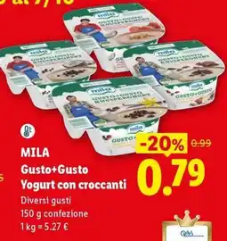 Lidl Mila Gusto+Gusto Yogurt con croccanti offerta