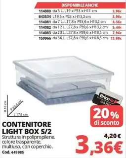 Brico Io Contenitore Light Box S/2 offerta