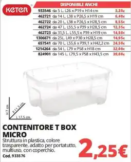 Brico Io Contenitore T Box Micro Keter offerta