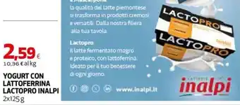 Yogurt con lattoferrina Lactopro Inalpi