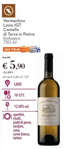 Conad Vermentino Lazio IGT Castello di Torre in Pietra biologico offerta