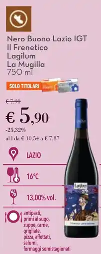 Conad Nero Buono Lazio IGT Il Frenetico Lagilum La Mugilla offerta