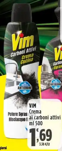 Rossotono Carrefour Vim Crema ai carboni attivi offerta