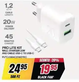 Trony Pro Lite Kit wall charger 20W and cable USB-C to USB-C offerta