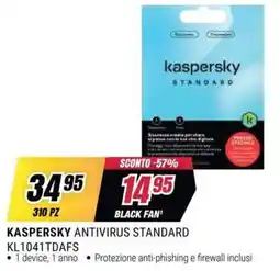 Trony Kaspersky antivirus standard offerta