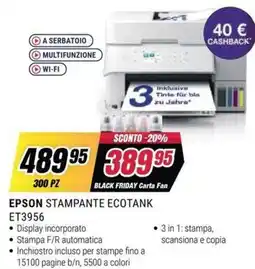 Trony Epson Stampante Ecotank ET3956 offerta